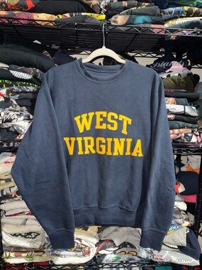 Vintage Champion West Virginia Reverse Weave Blue Crewneck Size S